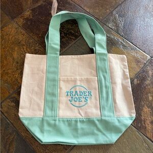 Trader Joe's Mint and Cream Mini Canvas Tote Bag